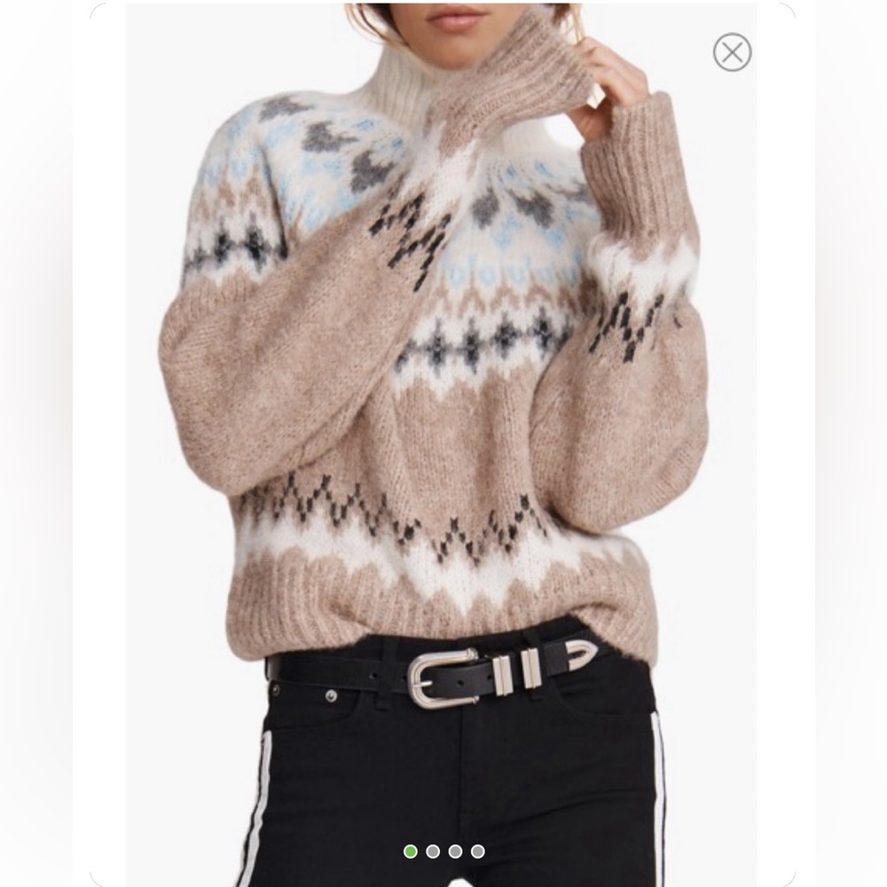 Rag & Bone Alpaca Blend Turtleneck light blue, cream and grey